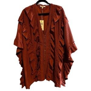 BlueVelvet Rust Ruffled Cardigan